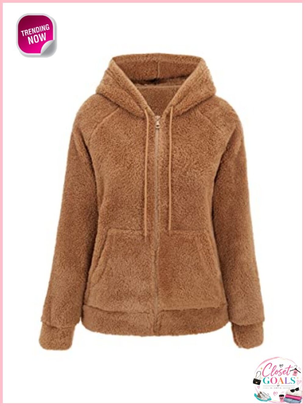 Sherpa Faux Fur Hooded Zip Up Jacket Fuzzy Fleece Hoodie